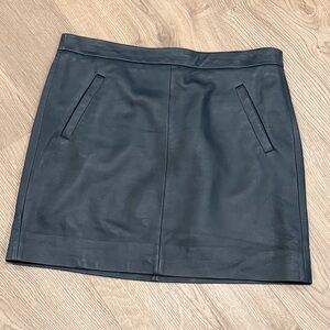 J.Crew 100% Leather Black Mini Skirt Pockets Size 10